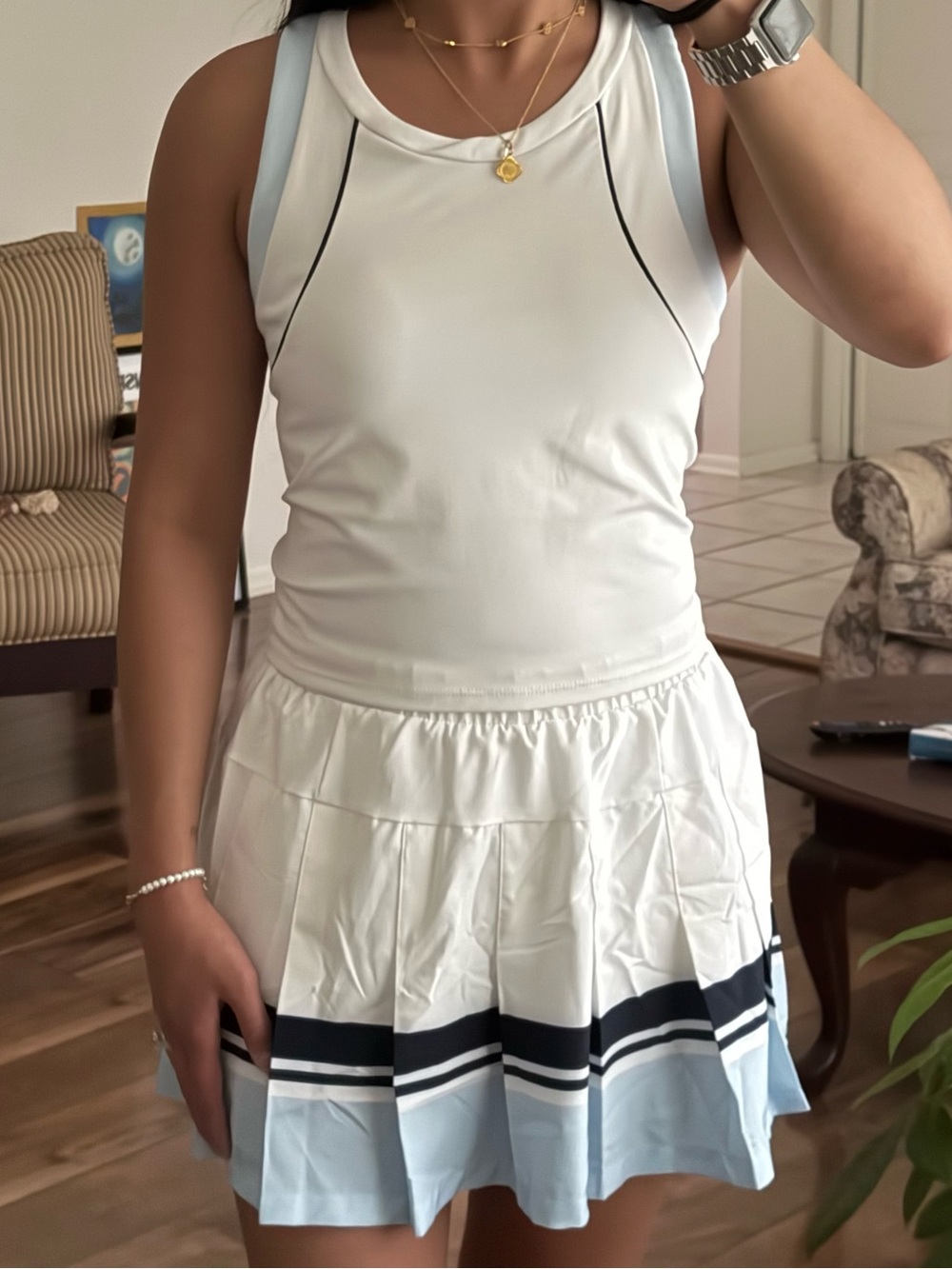 Tennis workout sports bra & skirt set